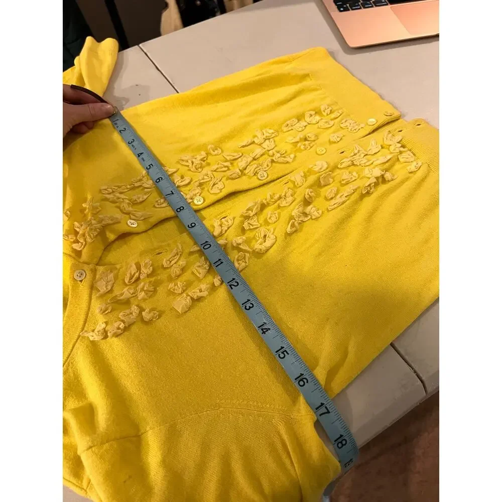 J.Crew Yellow Cashmere Cotton Embellished Button Front Cardigan Sweater Size XS